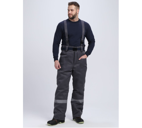 Костюм зимний Труженик-Ультра СОП (тк.Смесовая,210) брюки, т.серый/оранжевый