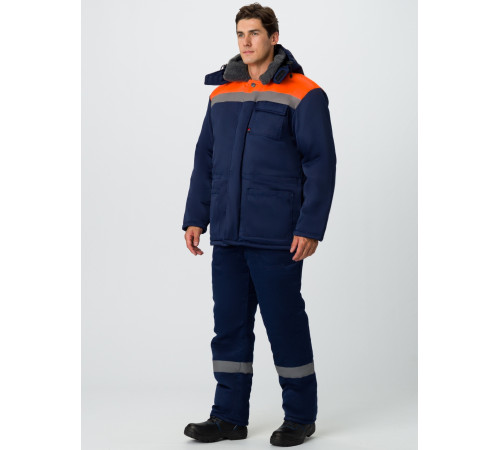 Костюм зимний Труженик-Ультра-2 (тк.Смесовая,210) п/к, т.синий/оранжевый