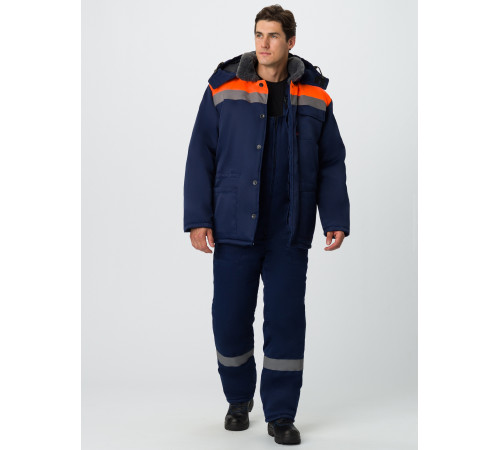 Костюм зимний Труженик-Ультра-2 (тк.Смесовая,210) п/к, т.синий/оранжевый