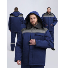Куртка зимняя Бригада NEW (тк.Смесовая,210), т.синий/серый