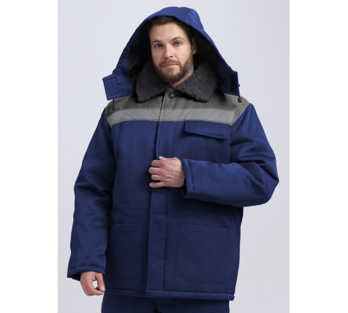 Куртка зимняя Бригада NEW (тк.Смесовая,210), т.синий/серый