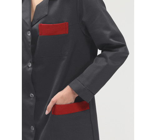 Халат женский Технолог (тк.Смесовая,210), т.серый/красный