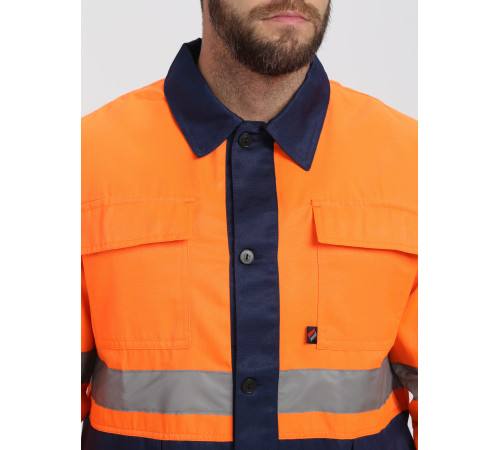 Костюм Дорожник (тк.Смесовая,210) п/к, оранжевый/т.синий