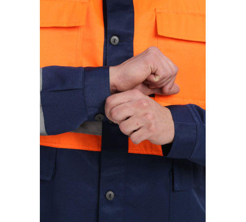 Костюм Дорожник (тк.Смесовая,210) п/к, оранжевый/т.синий