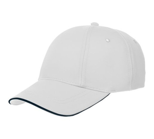 Бейсболка Canopy, белая с темно-синим кантом