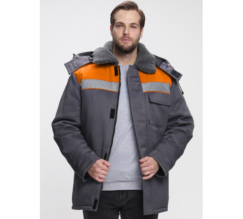 Куртка зимняя Бригада NEW (тк.Смесовая,210), т.серый/оранжевый