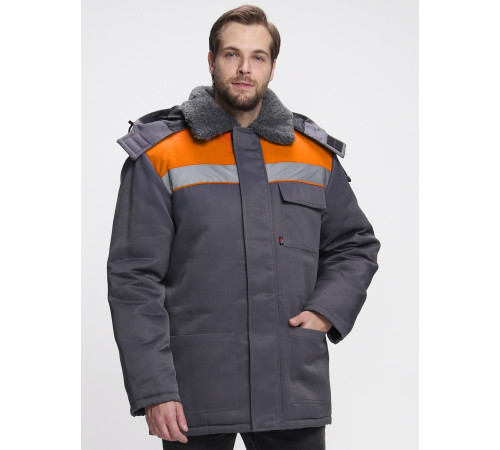 Куртка зимняя Бригада NEW (тк.Смесовая,210), т.серый/оранжевый