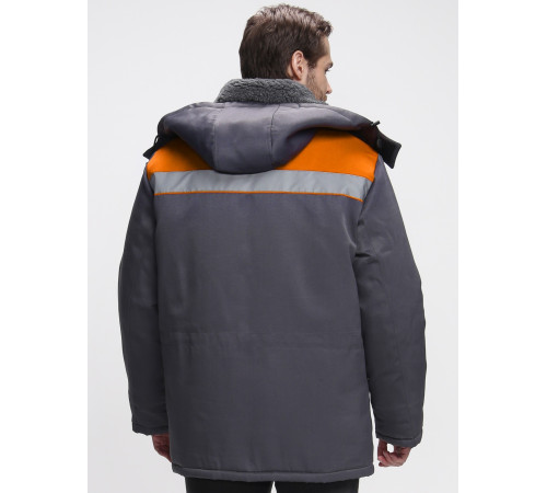 Куртка зимняя Бригада NEW (тк.Смесовая,210), т.серый/оранжевый