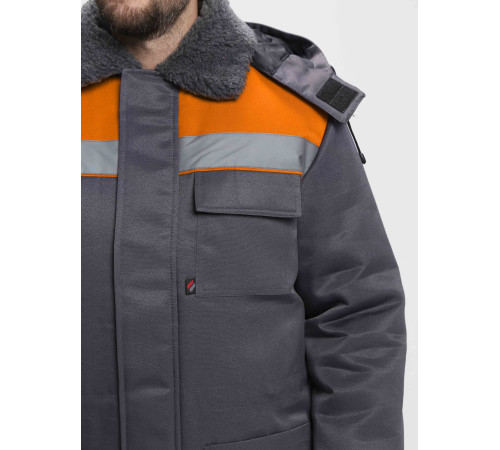 Куртка зимняя Бригада NEW (тк.Смесовая,210), т.серый/оранжевый