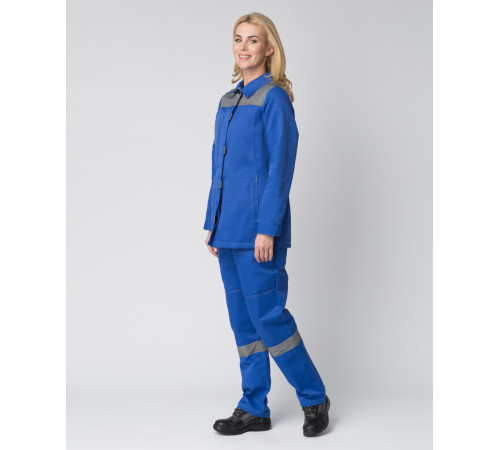 Костюм женский Весна-1 СОП NEW (тк.Смесовая,210) брюки, васильковый/серый