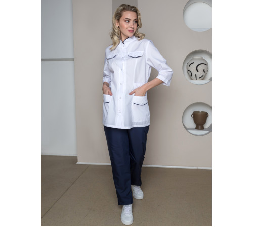 Костюм женский Орхидея (тк.ТиСи), белый/т.синий
