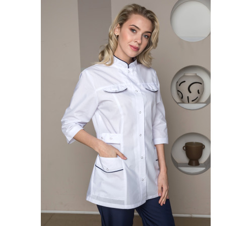 Костюм женский Орхидея (тк.ТиСи), белый/т.синий