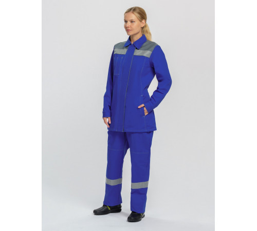 Костюм женский Смена (тк.Саржа,250) брюки, васильковый/серый