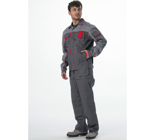 Костюм Союз-Профессионал-1 CH МВО (тк.Смесовая,240) брюки, т.серый/св.серый/красный