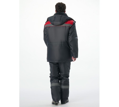 Костюм зимний Труженик-Ультра-2 (тк.Оксфорд) п/к, т.серый/красный