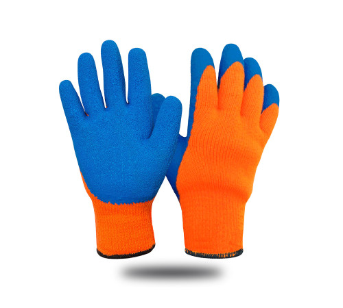 Перчатки утепл. акриловые со вспененным латекс. покрытием, цвет в ассортименте