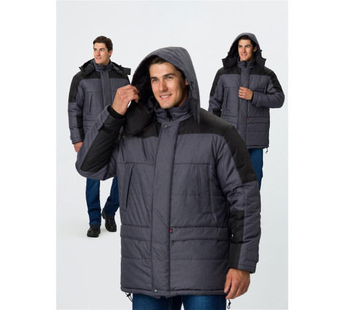 Куртка зимняя Премиум CH (тк.Мембрана), т.серый меланж/черный