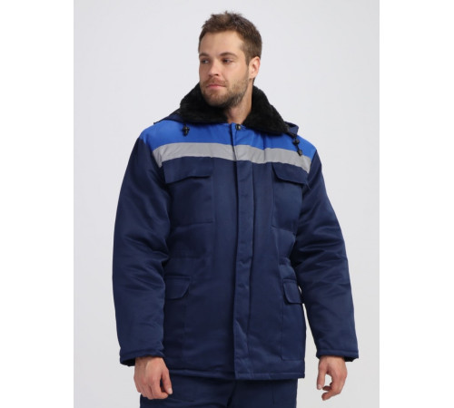 Куртка зимняя Стандарт (тк.Смесовая,210), т.синий/васильковый