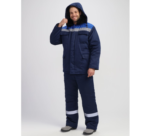 Куртка зимняя Стандарт (тк.Смесовая,210), т.синий/васильковый