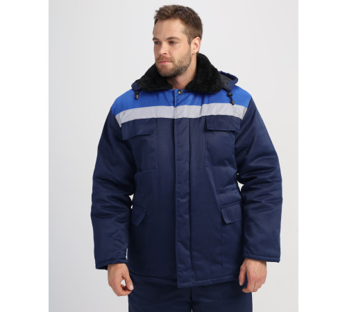 Куртка зимняя Стандарт (тк.Смесовая,210), т.синий/васильковый