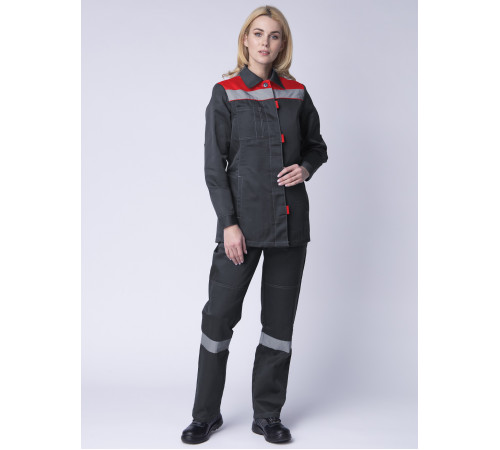 Костюм женский Весна-2 СОП NEW (тк.Смесовая,210) п/к, т.серый/красный