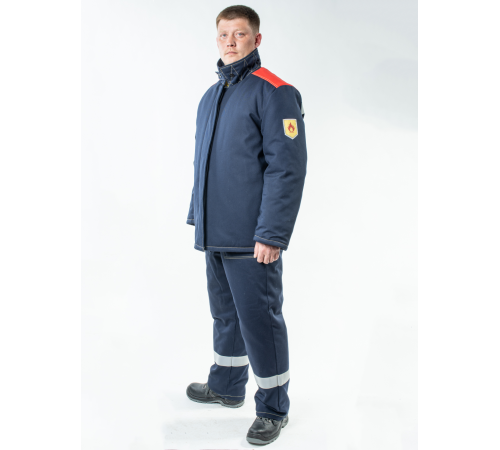 Костюм сварщика зимний 1 кл.защиты СОП (тк.Хлопок-ОП,350) РМ брюки, синий/красный