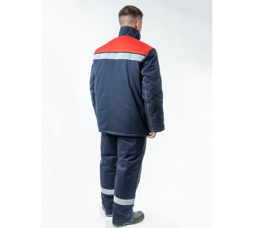 Костюм сварщика зимний 1 кл.защиты СОП (тк.Хлопок-ОП,350) РМ брюки, синий/красный