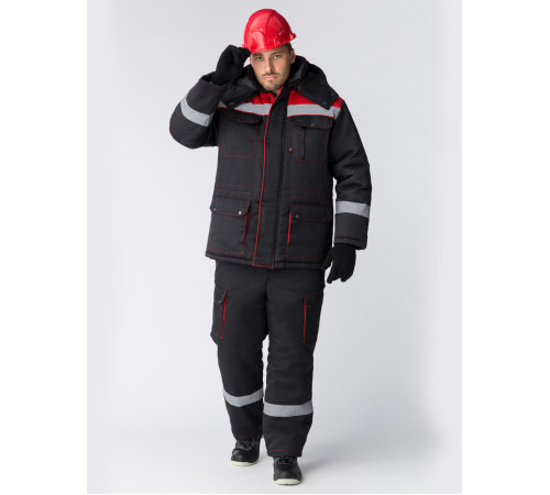 Костюм зимний Титан (Смесовая, 210) п/к, черный/красный