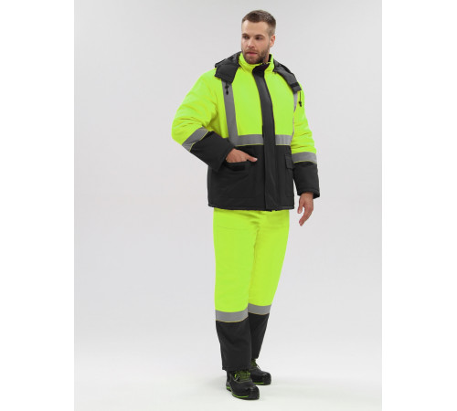 Костюм зимний Дорожник-Сигнал (тк.Смесовая,210) п/к, лимонный/черный