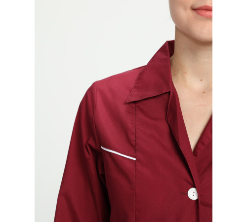 Халат женский Диана (тк.ТиСи), бордовый/белый