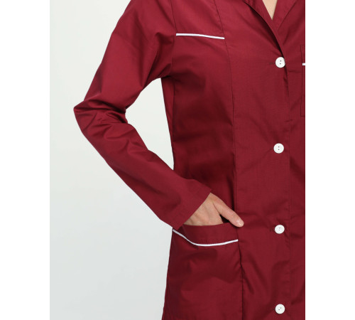 Халат женский Диана (тк.ТиСи), бордовый/белый