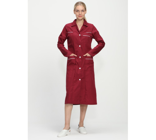 Халат женский Диана (тк.ТиСи), бордовый/белый