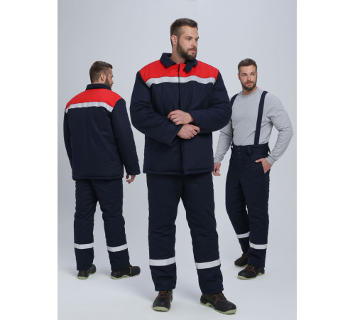 Костюм сварщика зимний Велд-СОП 1 кл.защиты (тк.Хлопок ОП,350) брюки, т.синий/красный