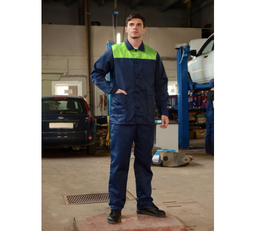 Костюм Аскет-1 (тк.Смесовая,210) брюки, т.синий/лимонный