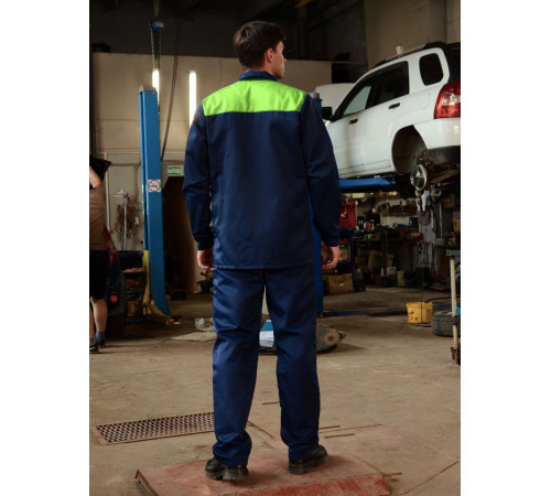 Костюм Аскет-1 (тк.Смесовая,210) брюки, т.синий/лимонный