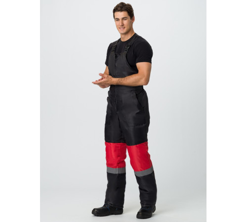 Полукомбинезон зимний Профи СОП (тк.Оксфорд), черный/красный