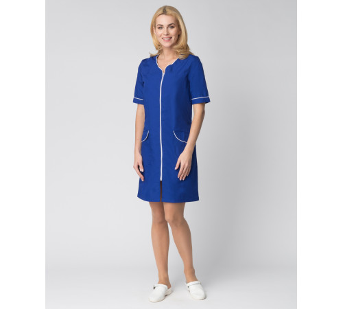 Халат женский Стелла (тк.ТиСи), васильковый/белый
