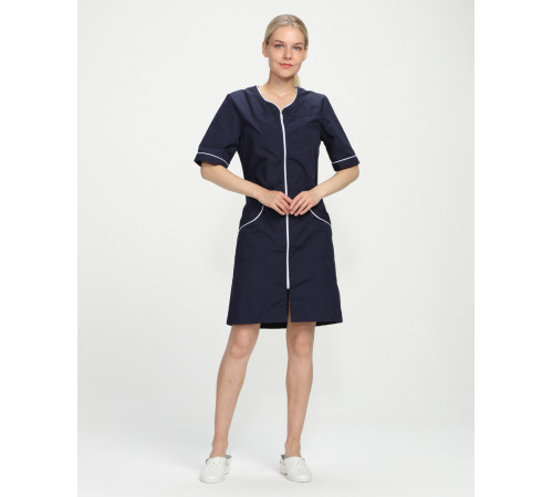 Халат женский Стелла (тк.ТиСи), т.синий/белый