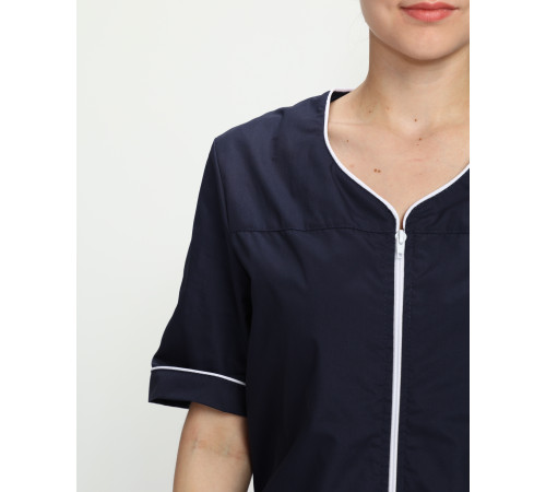 Халат женский Стелла (тк.ТиСи), т.синий/белый