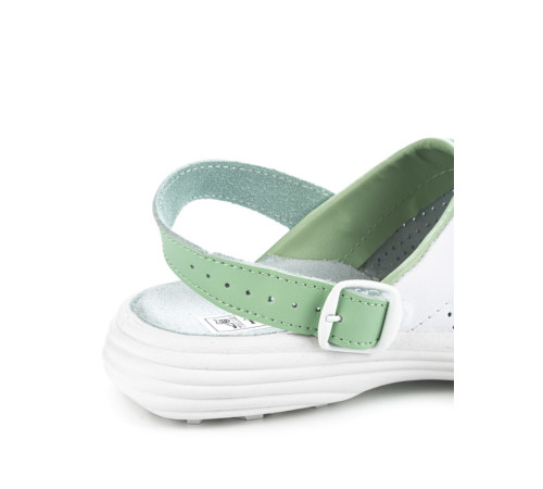 Сабо женские нат.кожа Комфорт ПВХ, белый/зеленый