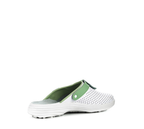 Сабо женские нат.кожа Комфорт ПВХ, белый/зеленый