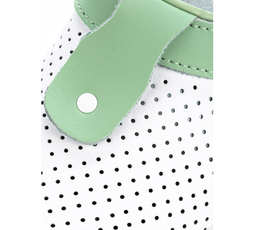 Сабо женские нат.кожа Комфорт ПВХ, белый/зеленый