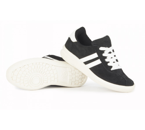 Кроссовки нат.замша ПВХ, черный/белый