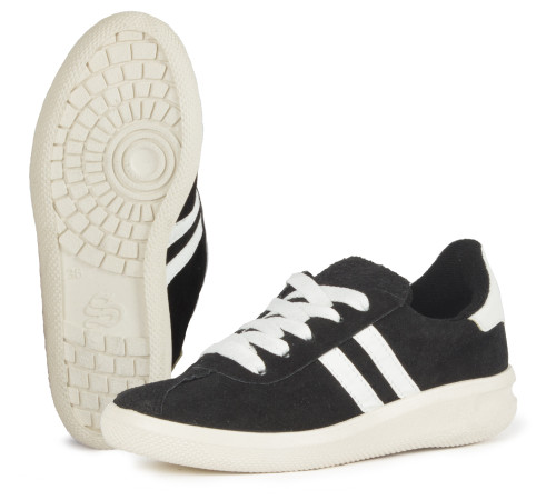 Кроссовки нат.замша ПВХ, черный/белый