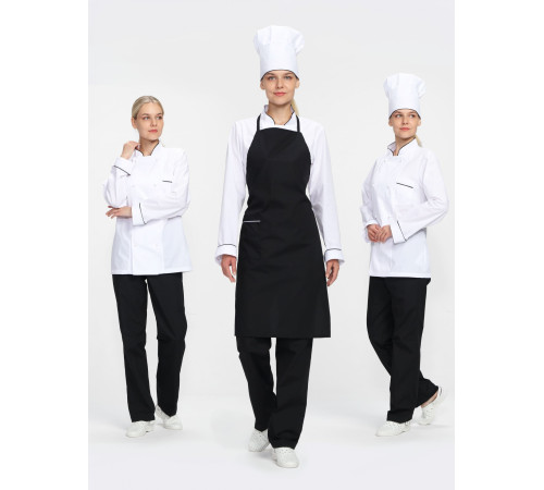 Костюм женский повара Гурман (тк.ТиСи), белый/черный Костюм женский повара Гурман (тк.ТиСи), белый/черный