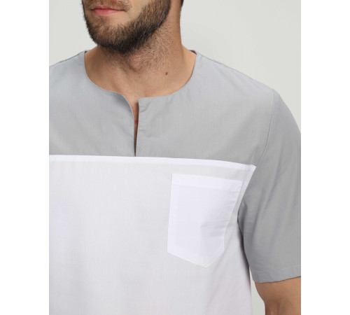 Мужской костюм Стоматолог (ткань ТиСи), серый/белый