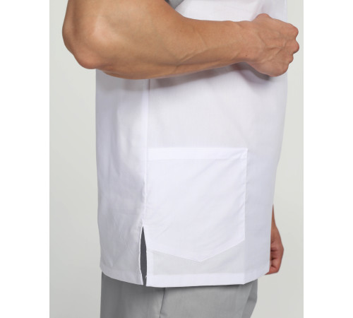 Мужской костюм Стоматолог (ткань ТиСи), серый/белый