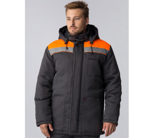 Куртка зимняя Экспертный-Люкс NEW (тк.Смесовая,210), т.серый/оранжевый