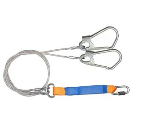 Строп аБд+К50+Кс (стальной трос) двойной с амортизатором 2 бол.+1 соед.кар. 1,5м