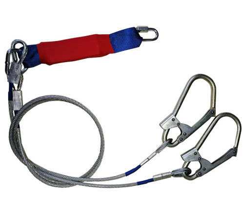 Строп аБд+К50+Кс (стальной трос) двойной с амортизатором 2 бол.+1 соед.кар. 1,5м
